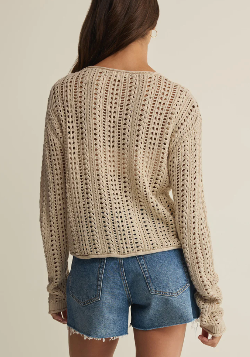 Upland Crochet Sweater - Island Coconut