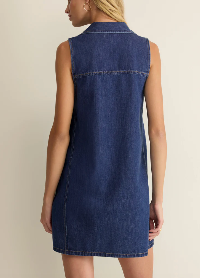 New Day Denim Mini Dress - Deep Water