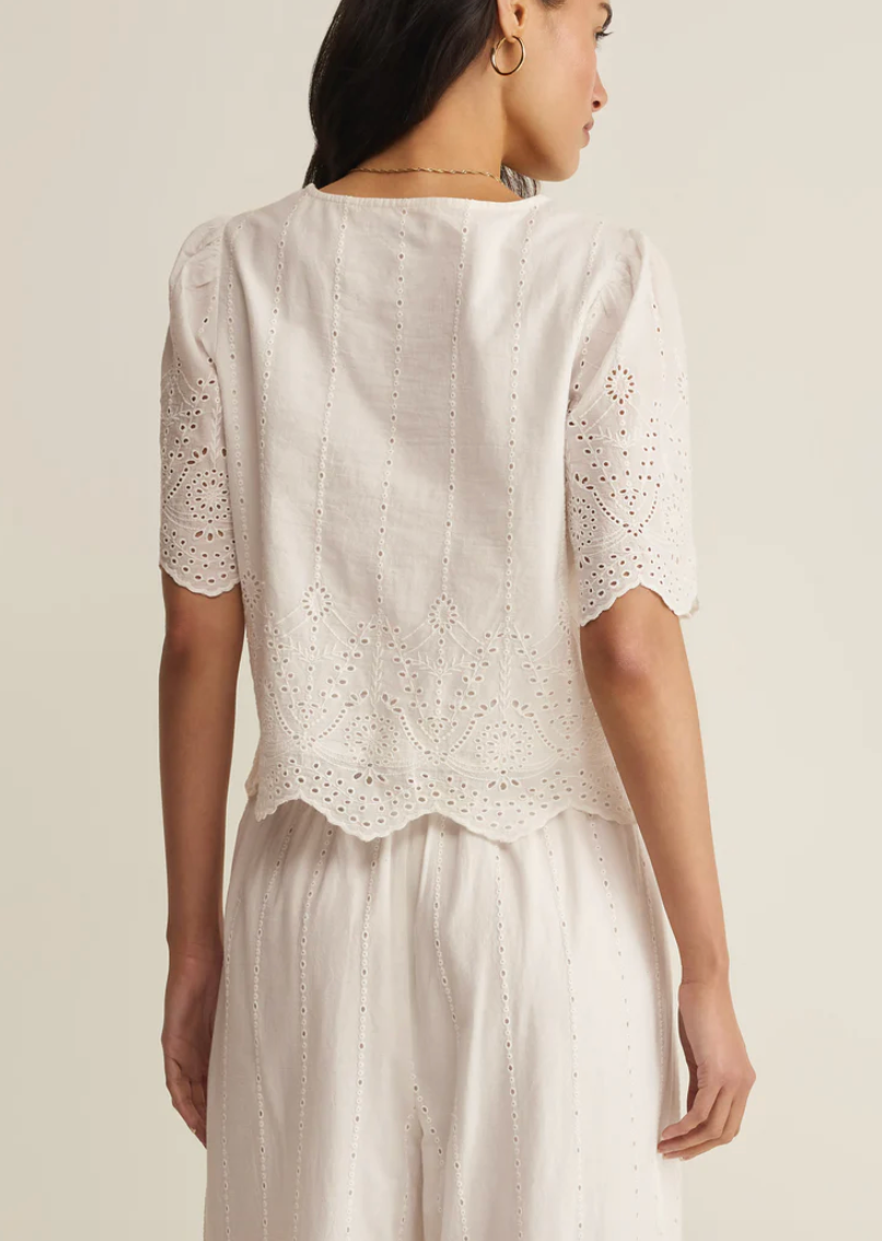 Oceanside Embroidered Top - White