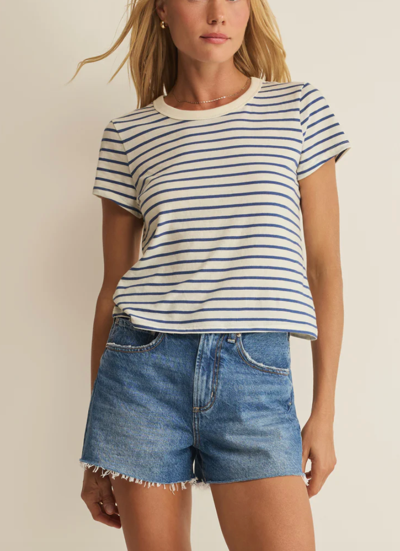 Junie Striped Tee - True Navy
