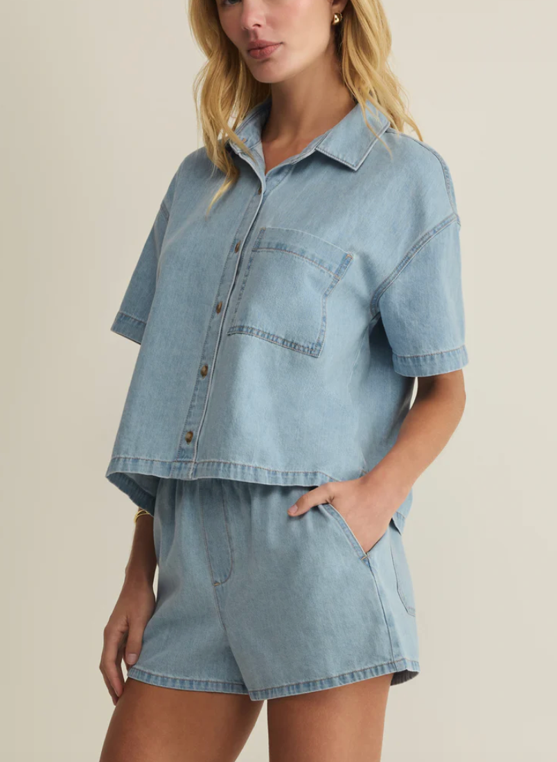 Everyday Denim Button Up - Coastal Water