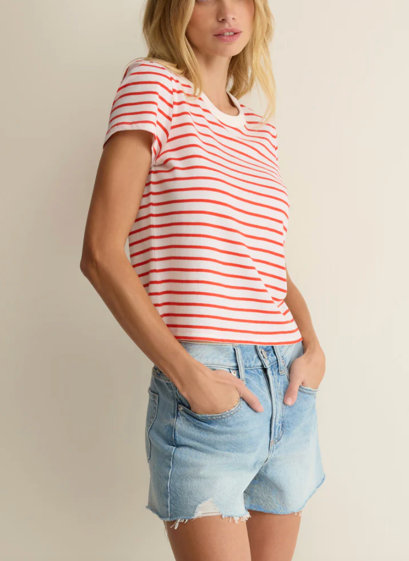 Junie Striped Tee - Lychee
