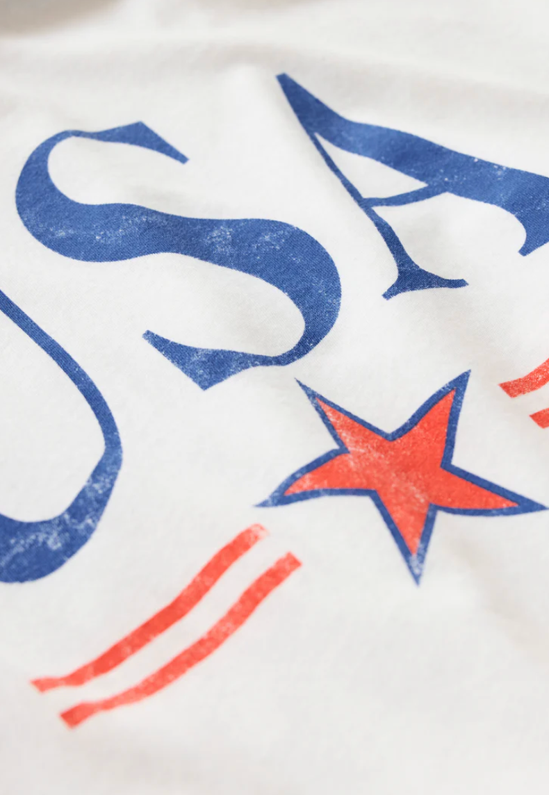 USA Star Boyfriend Tee - White