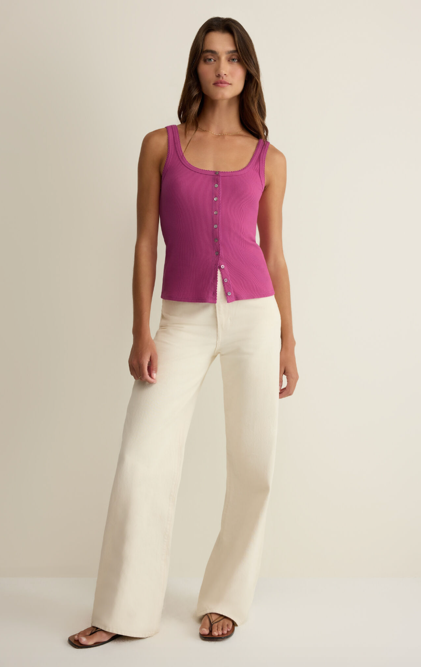 Niko Scallop Rib Tank - Berry Blush
