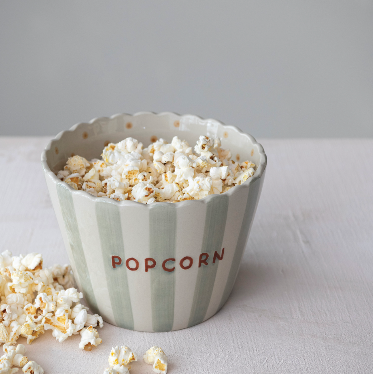 Popcorn Stoneware Striped Bowl