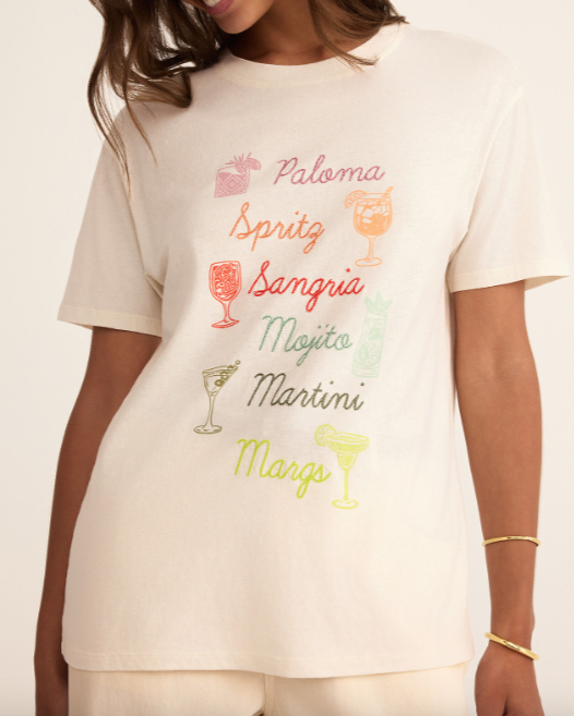 Cocktails Boyfriend Tee - Sea Salt