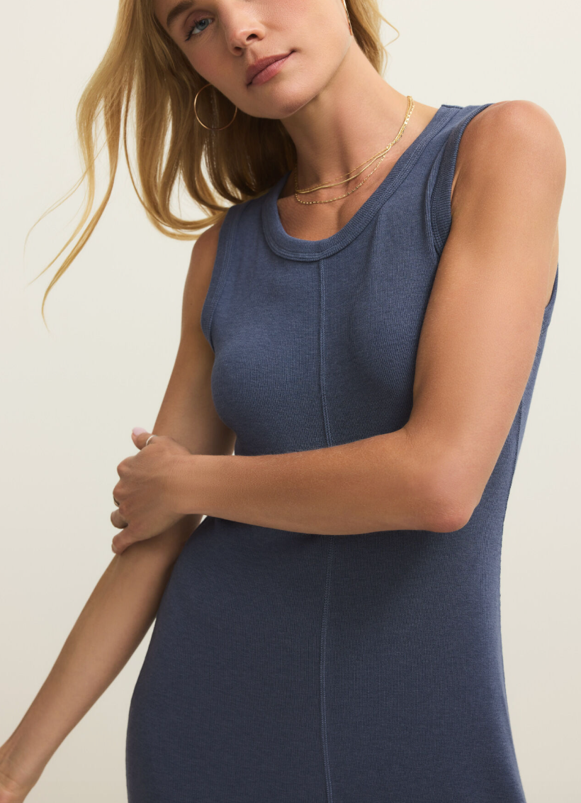 Linden Slub Rib Maxi Dress - Indigo