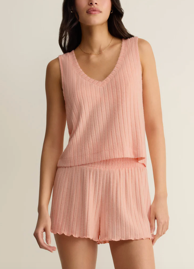 Sloane V-Neck Rib Tank - Bellini