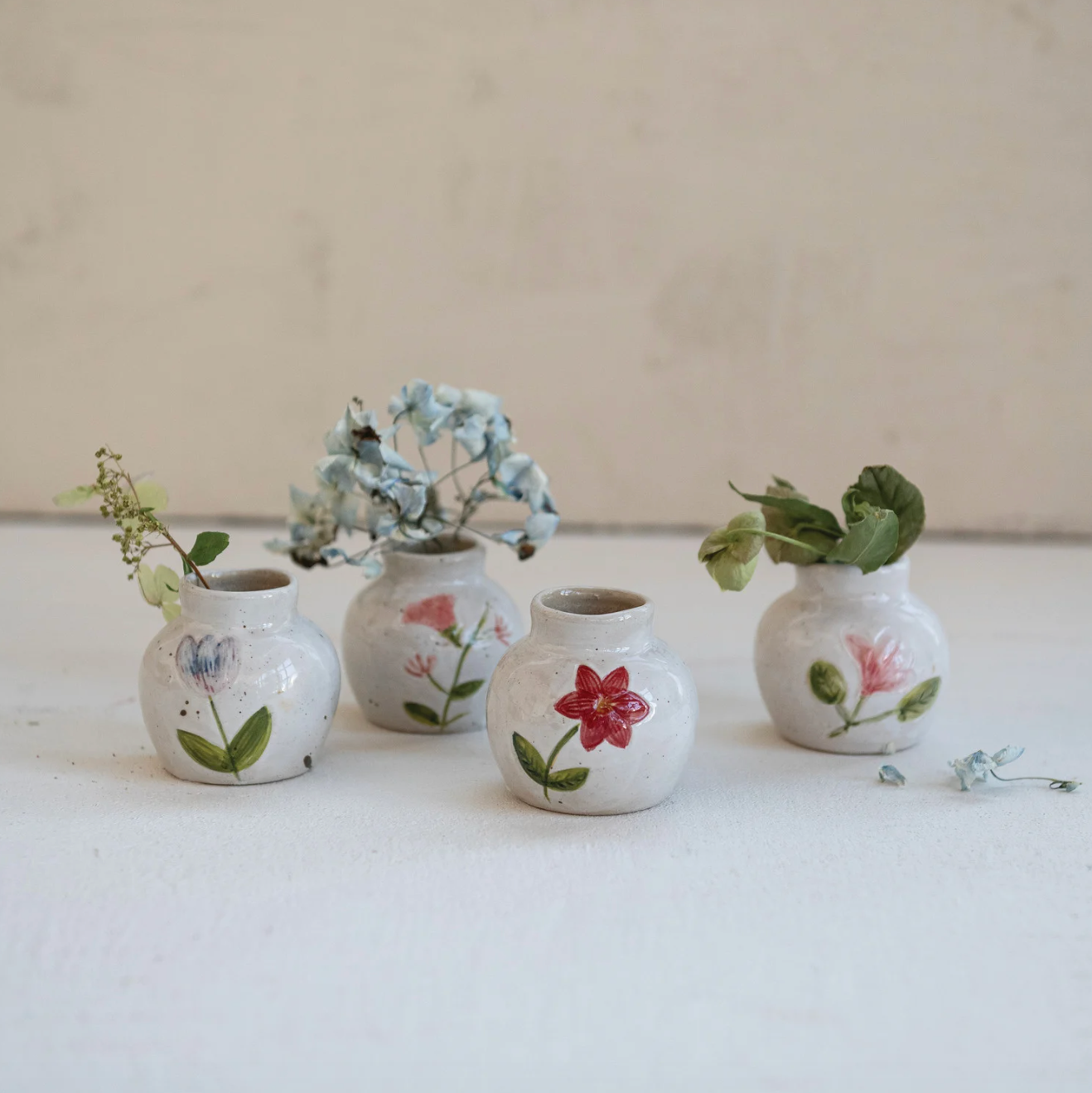 Hand-Painted Floral Bud Vase