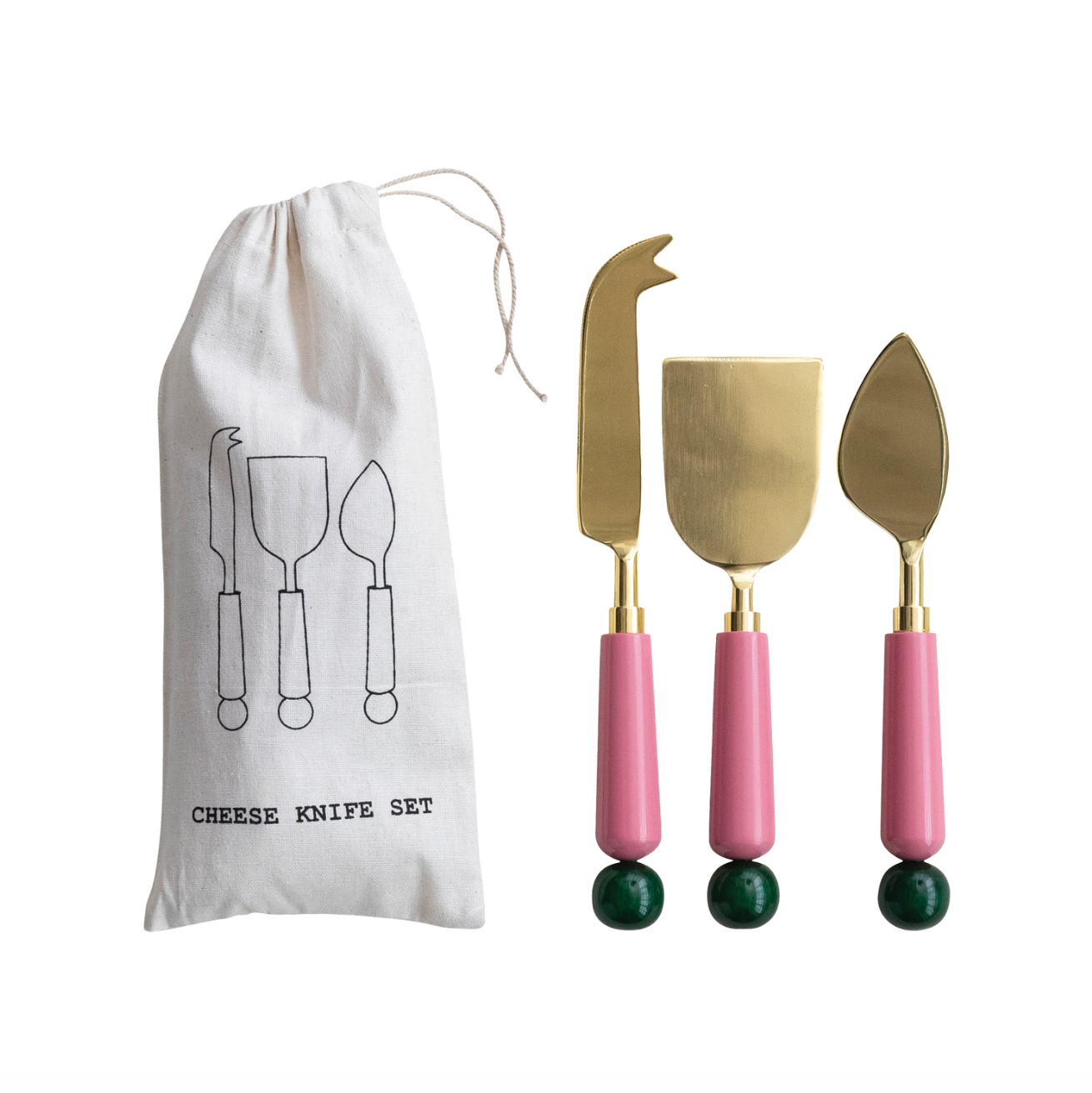 Pink + Green Cheese Knife Set