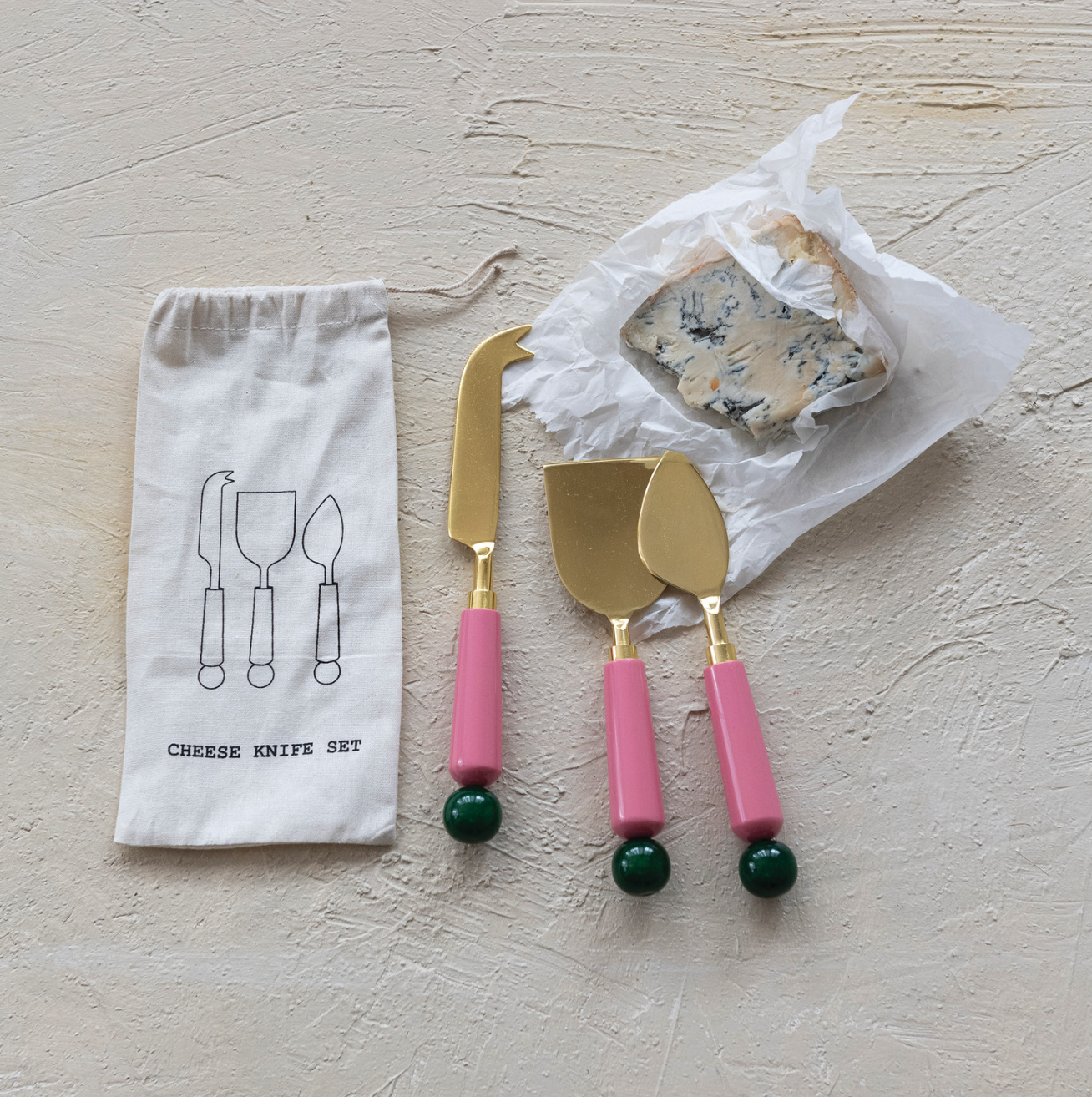 Pink + Green Cheese Knife Set