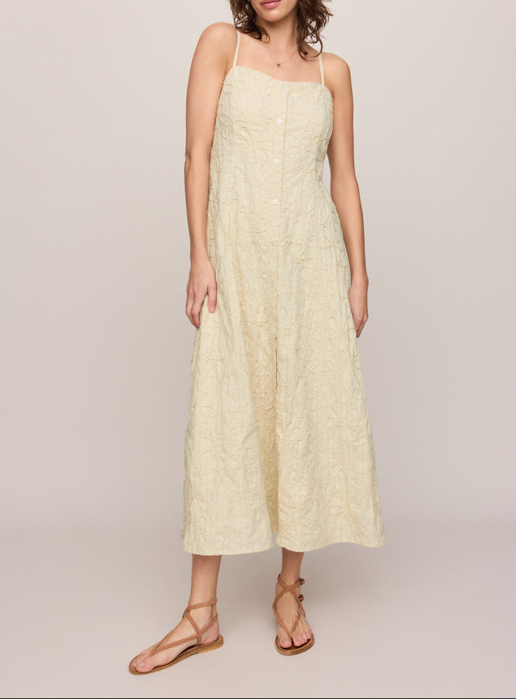 Angel Eyes Textured Midi Dress - Champagne