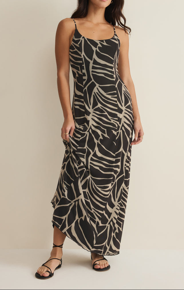 Charisma Tova Palm Maxi Dress - Black