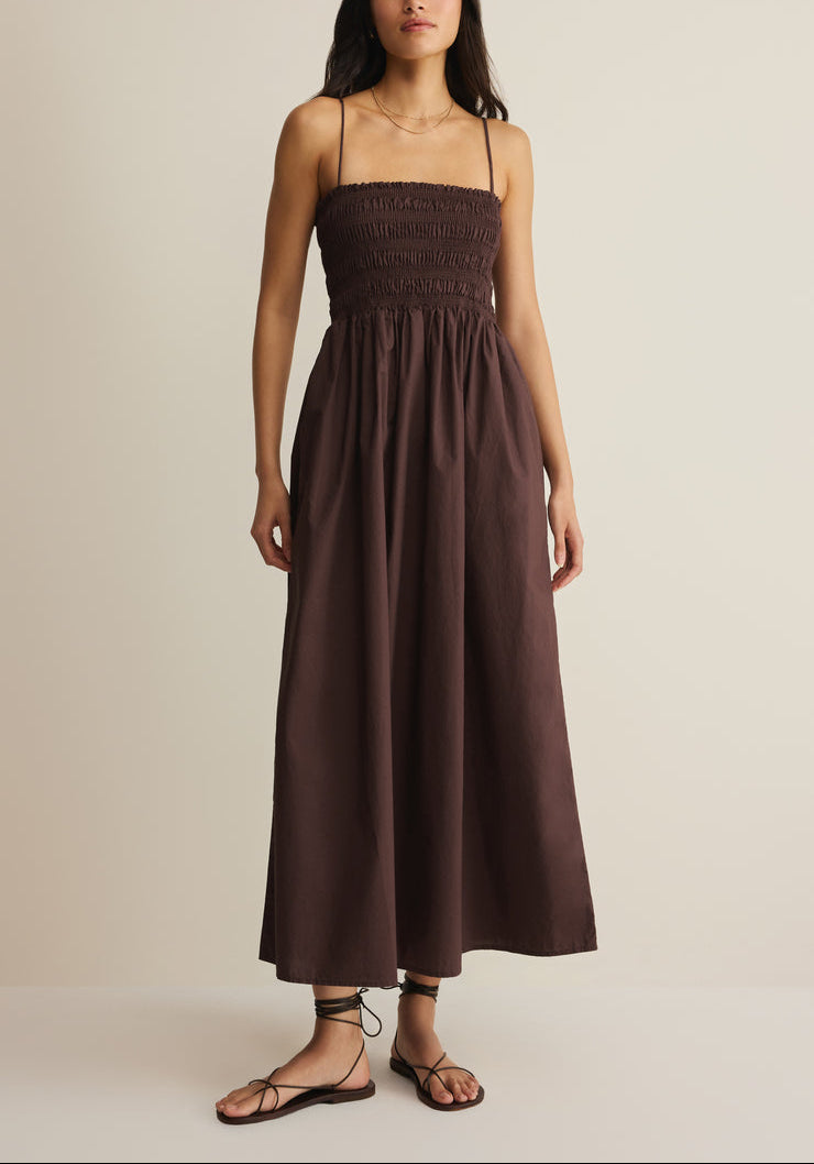 Cornelia Poplin Maxi Dress - Chocolate Cherry