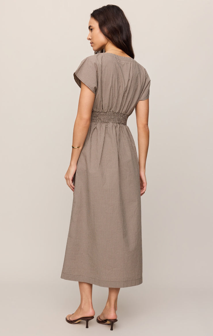 Sanna Gingham Midi Dress - Dark Chocolate