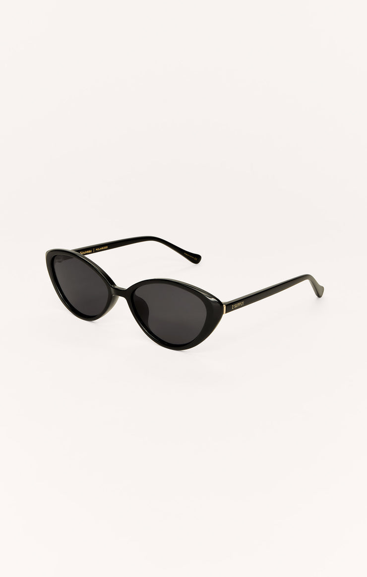Nouveau polarized sunglasses, black frames with dark lenses and slim metal arms