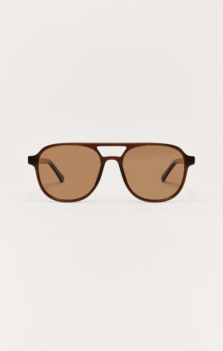 Polarized sunglasses with brown lenses and tortoise-style frames, full rim
