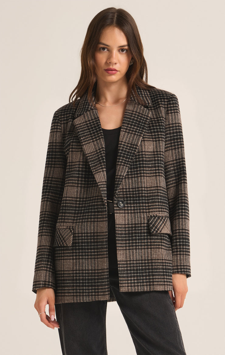 Kingston Relaxed Plaid Blazer - Latte *FINAL SALE*