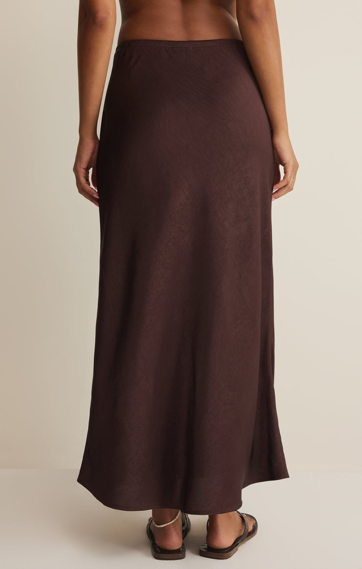 Viva Satin Midi Skirt - Chocolate Cherry