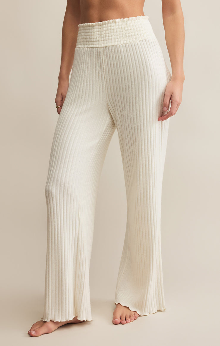 Dawn Smocked Rib Pants - Bone