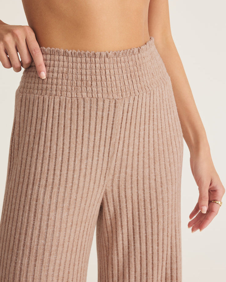 Dawn Smocked Rib Pant - Iced Coffee