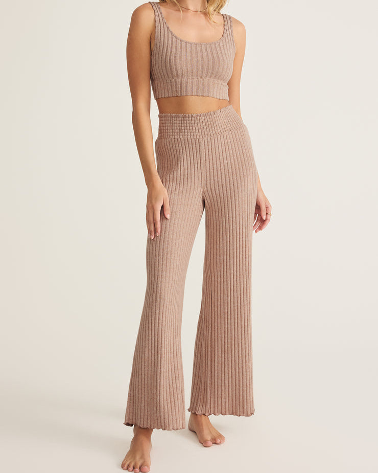 Dawn Smocked Rib Pant - Iced Coffee