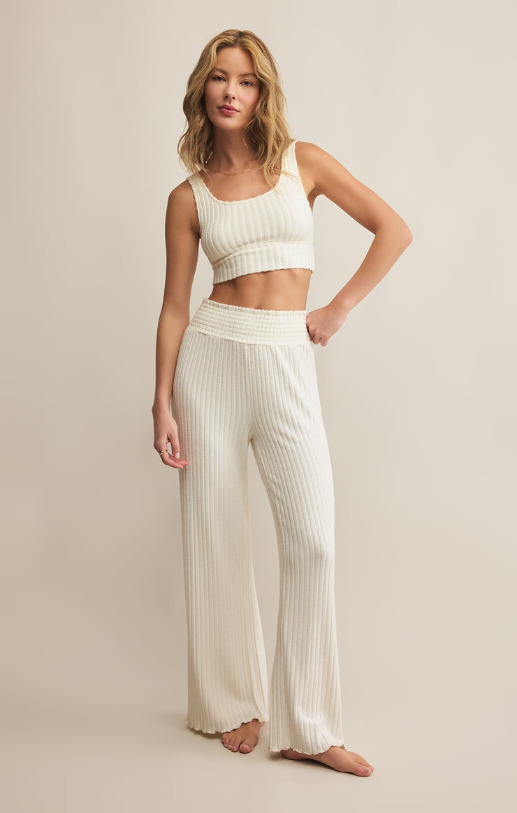 Dawn Smocked Rib Pants - Bone