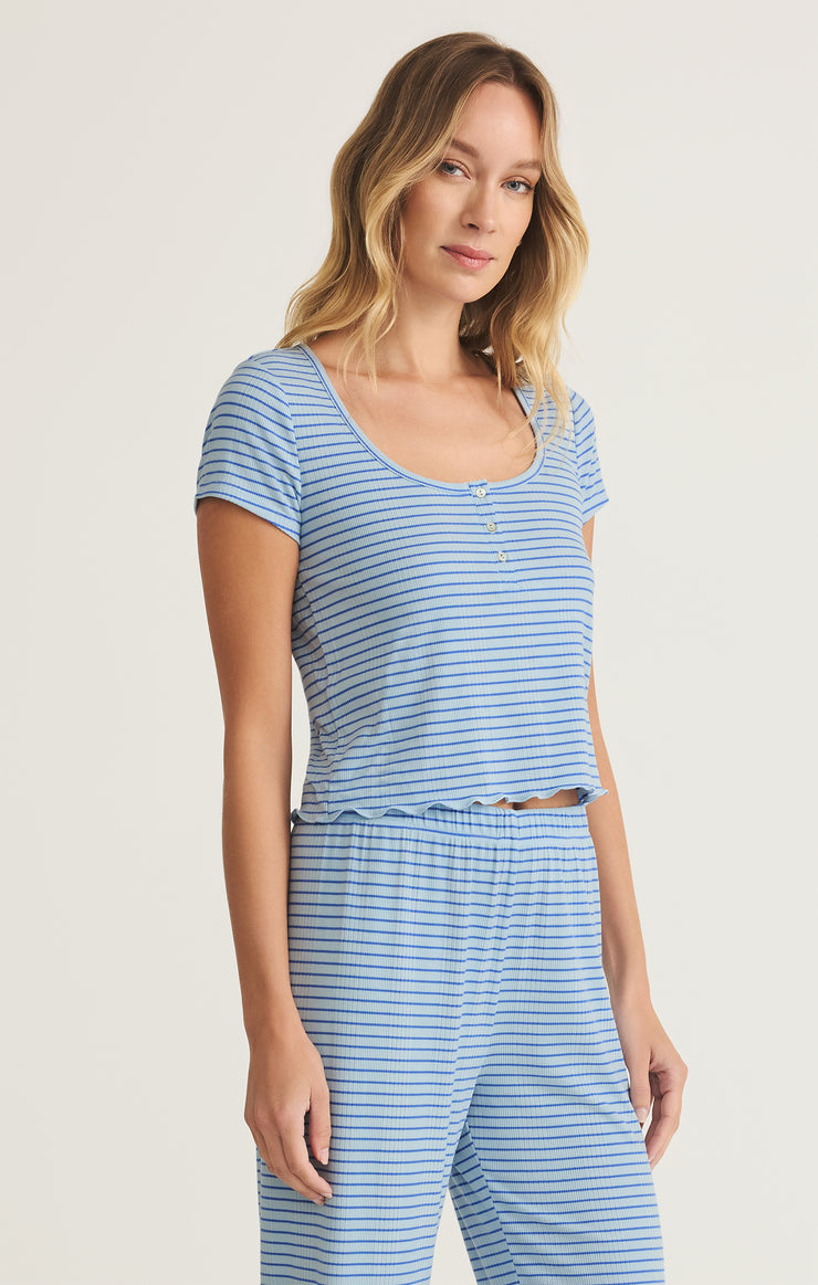 Sail Away Striped Rib Top - Salt Water