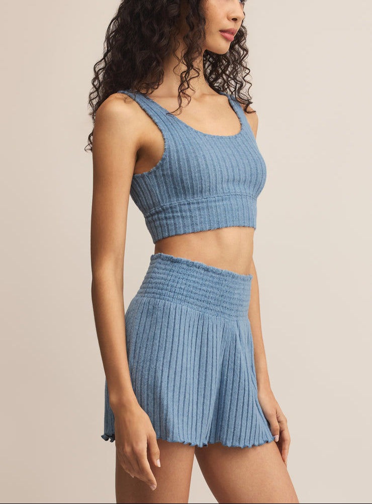 Zoe Rib Tank Top - Oceanic Blue