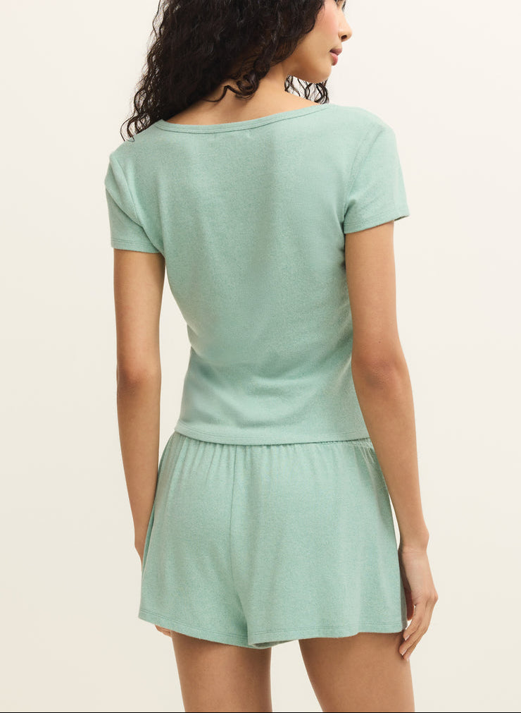 Flower Market Soft Knit Tee - Crystal Green