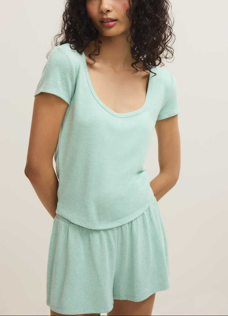 Flower Market Soft Knit Tee - Crystal Green