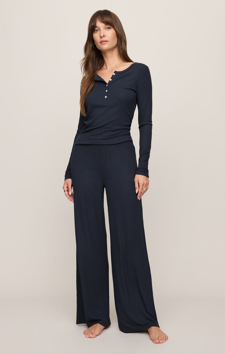 Just Right Rib Henley Top - Eclipse