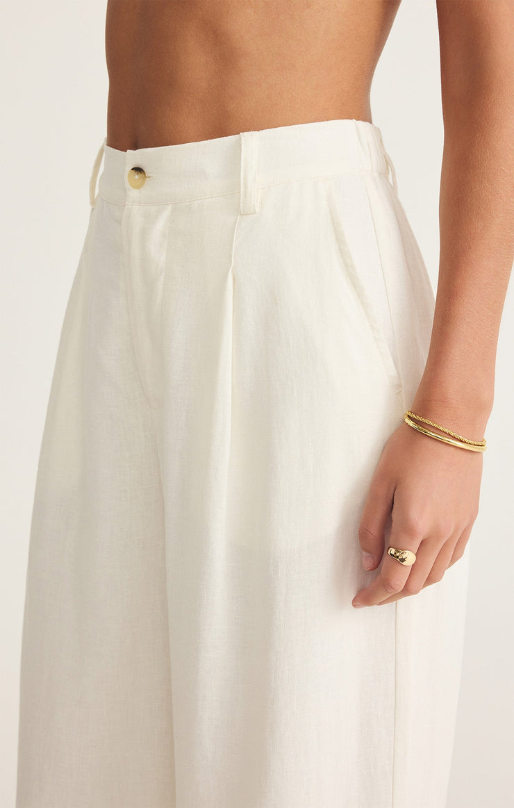 Topanga Wide Leg Linen Pant - White