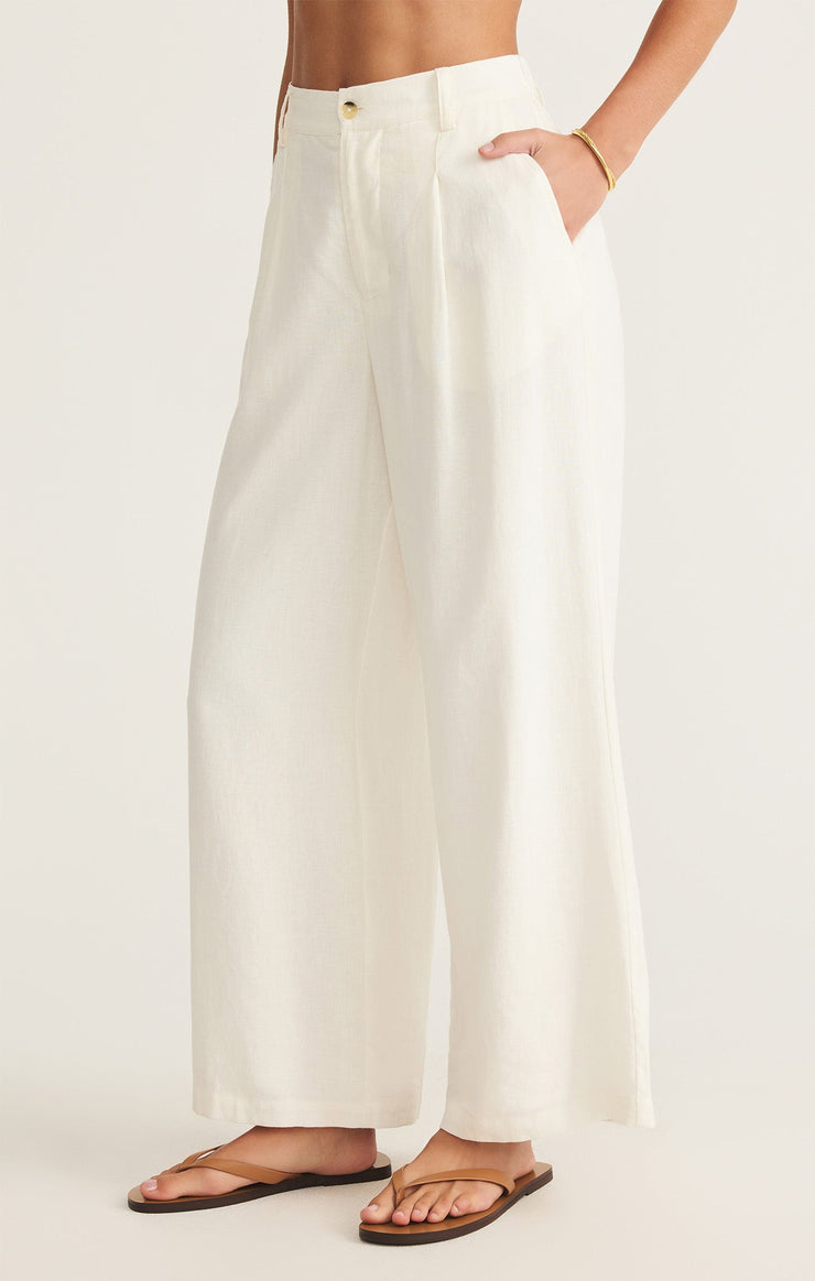 Topanga Wide Leg Linen Pant - White