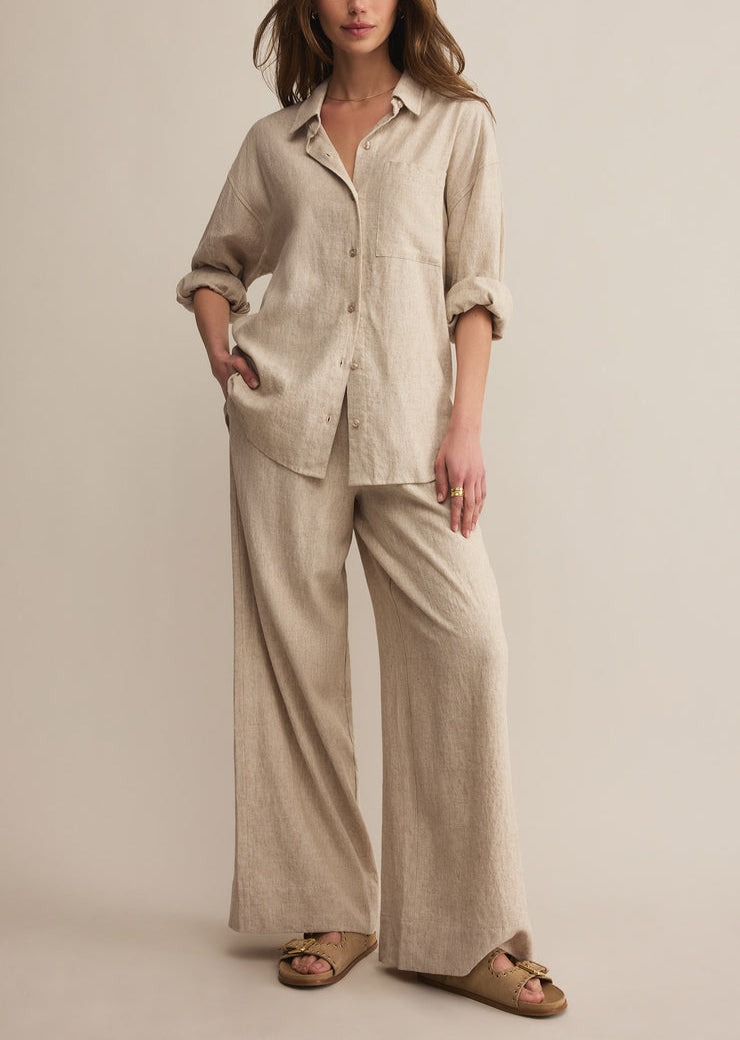 Alfie Linen Button Up - Flax