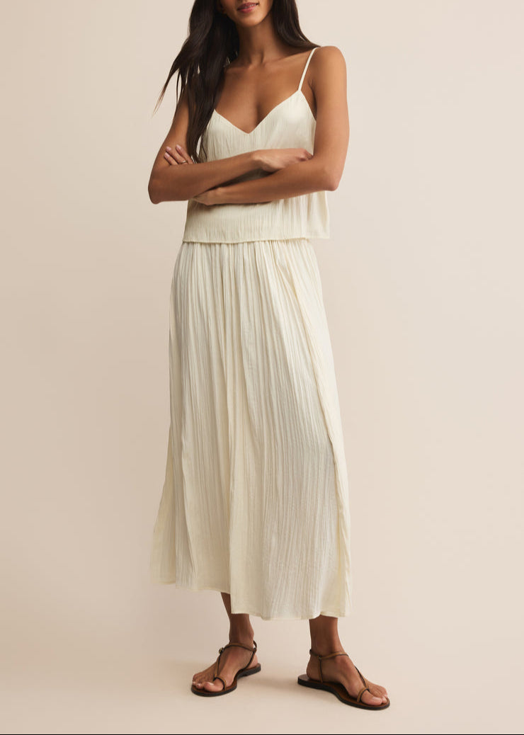 Fiore Crinkle Satin Tank - Sandstone
