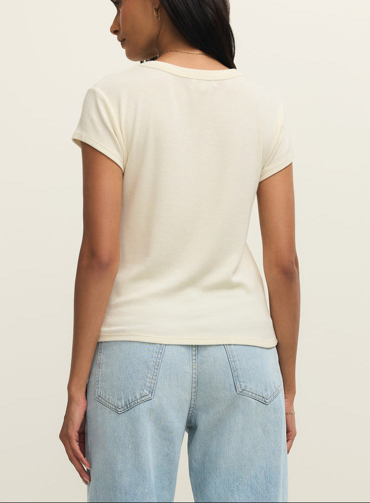 Renae Rib Short Sleeve Top - Cloud