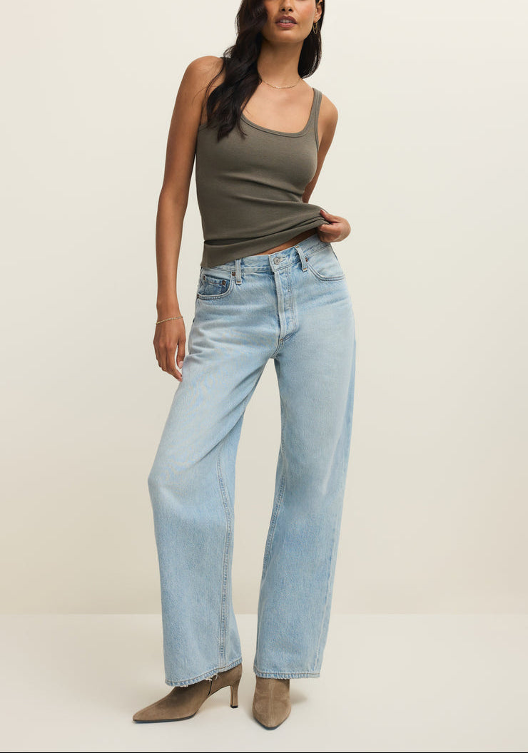 Renae Slub Rib Tank - Khaki Green