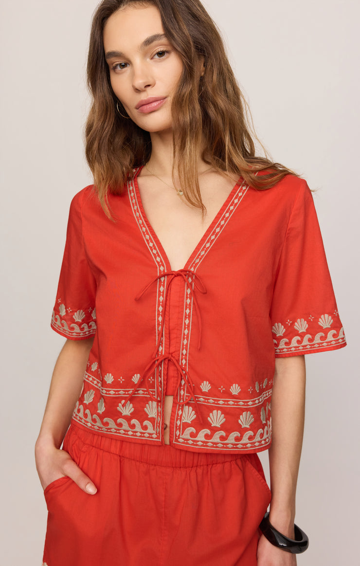 Cast Of Waves Cropped Top - Lychee