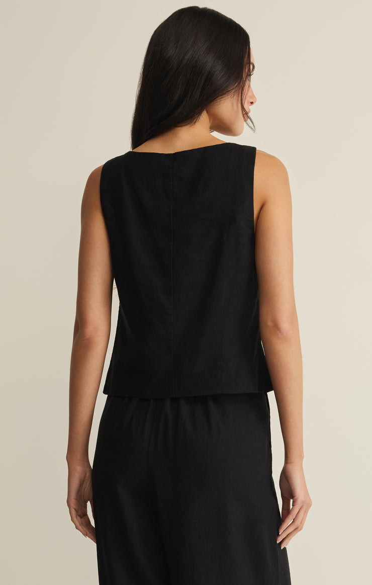 Roman Linen Vest - Black