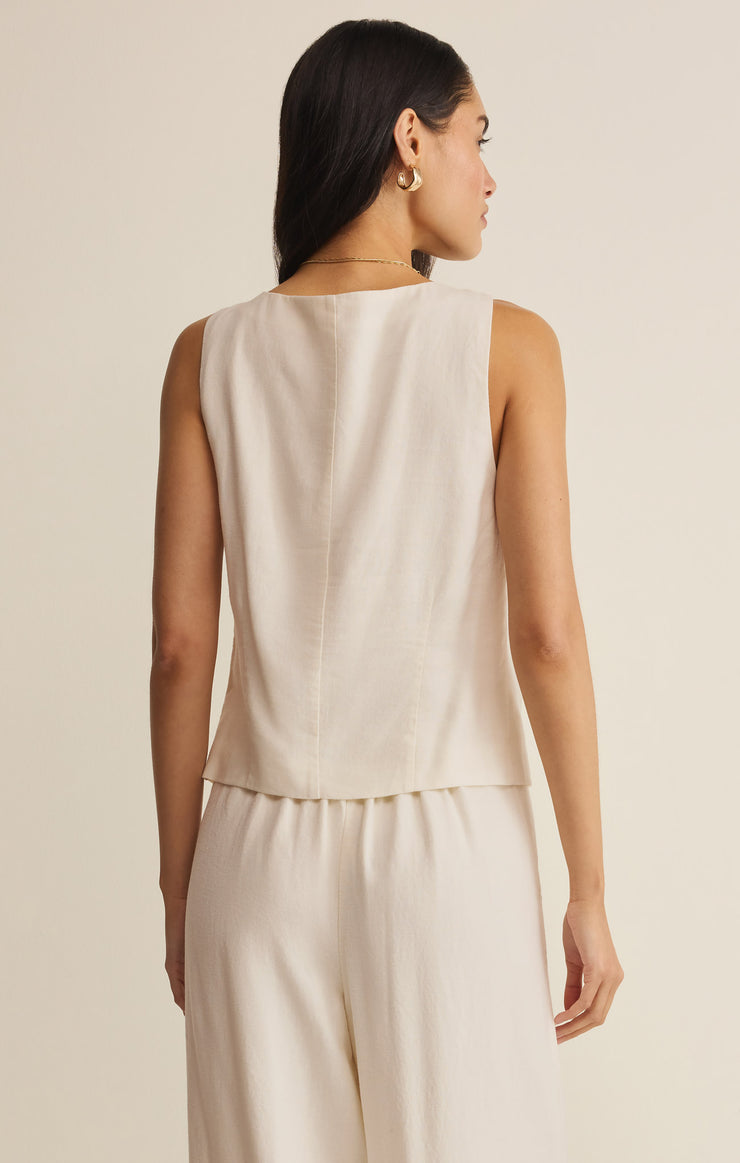 Roman Linen Vest - Cloud
