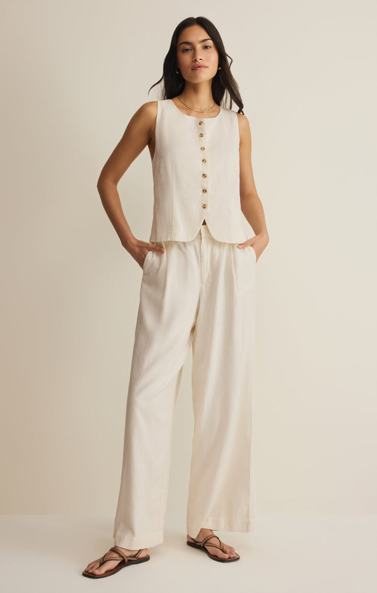 Roman Linen Vest - Cloud