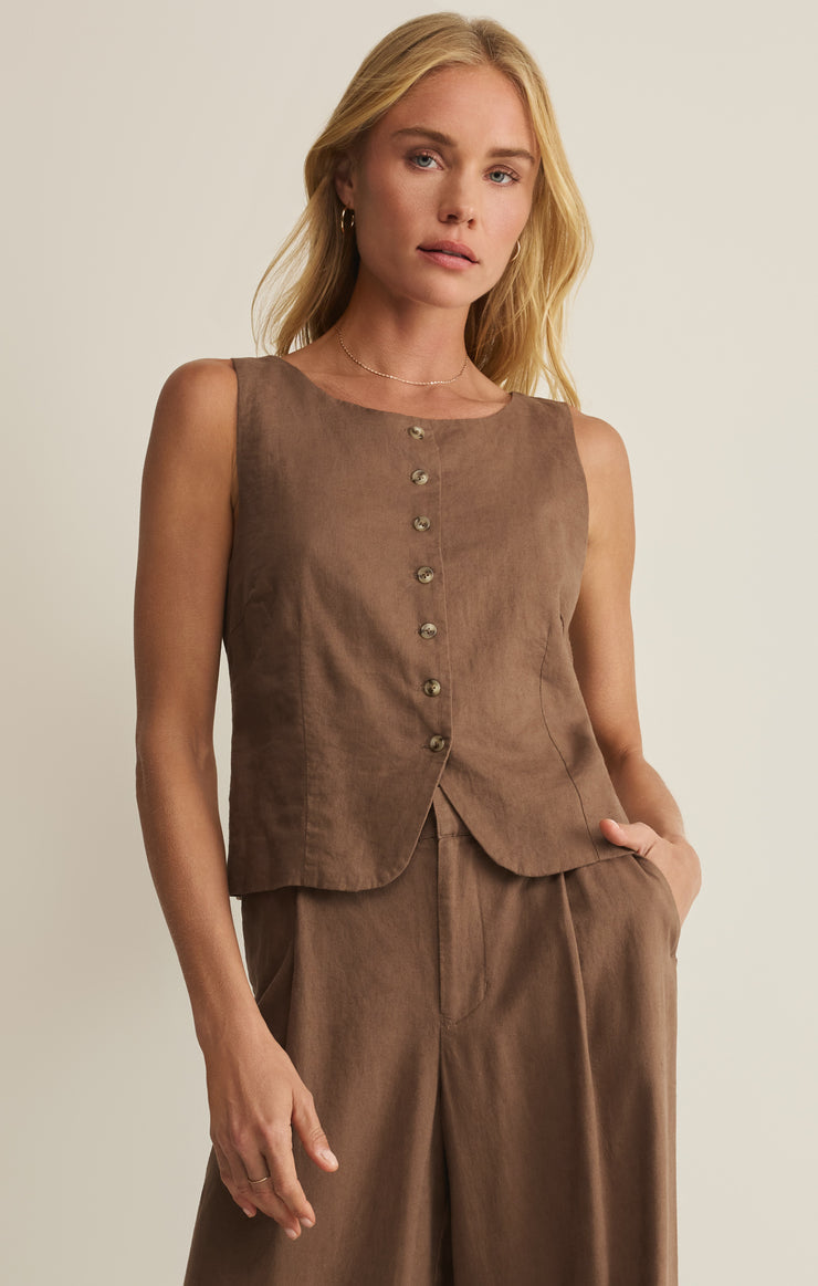 Roman Linen Vest - Palo Santo