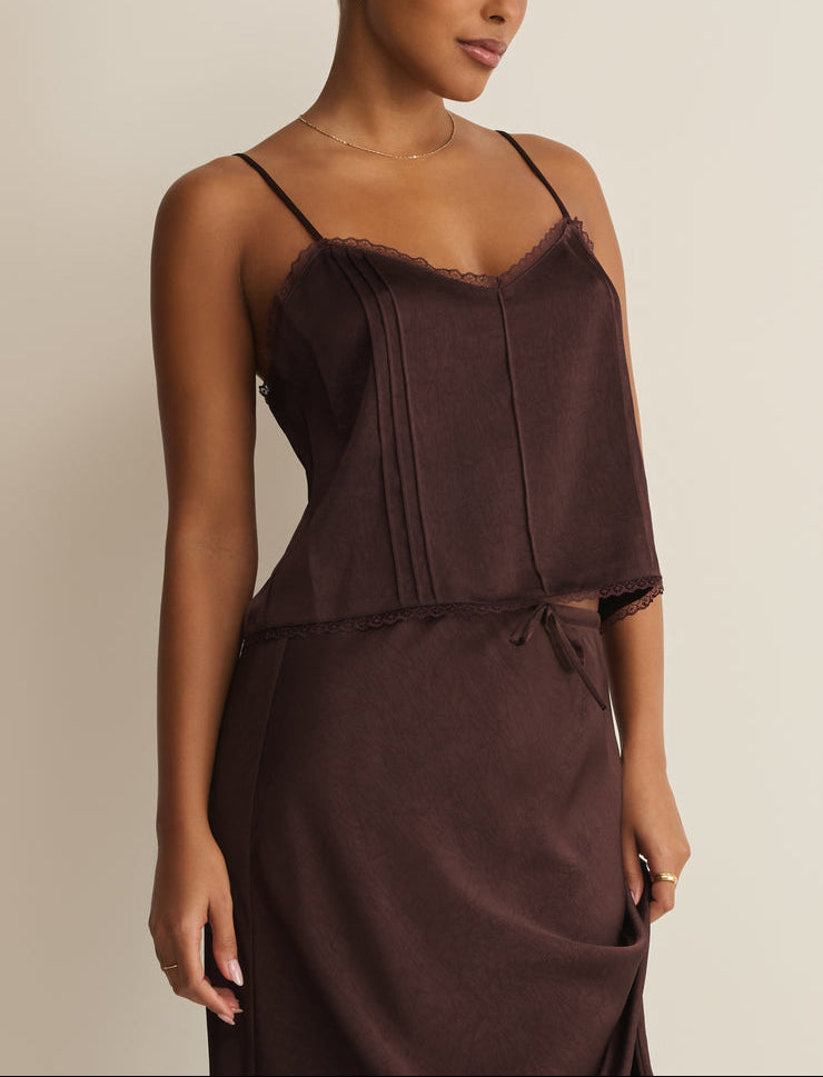 Viva Satin Tank - Chocolate Cherry