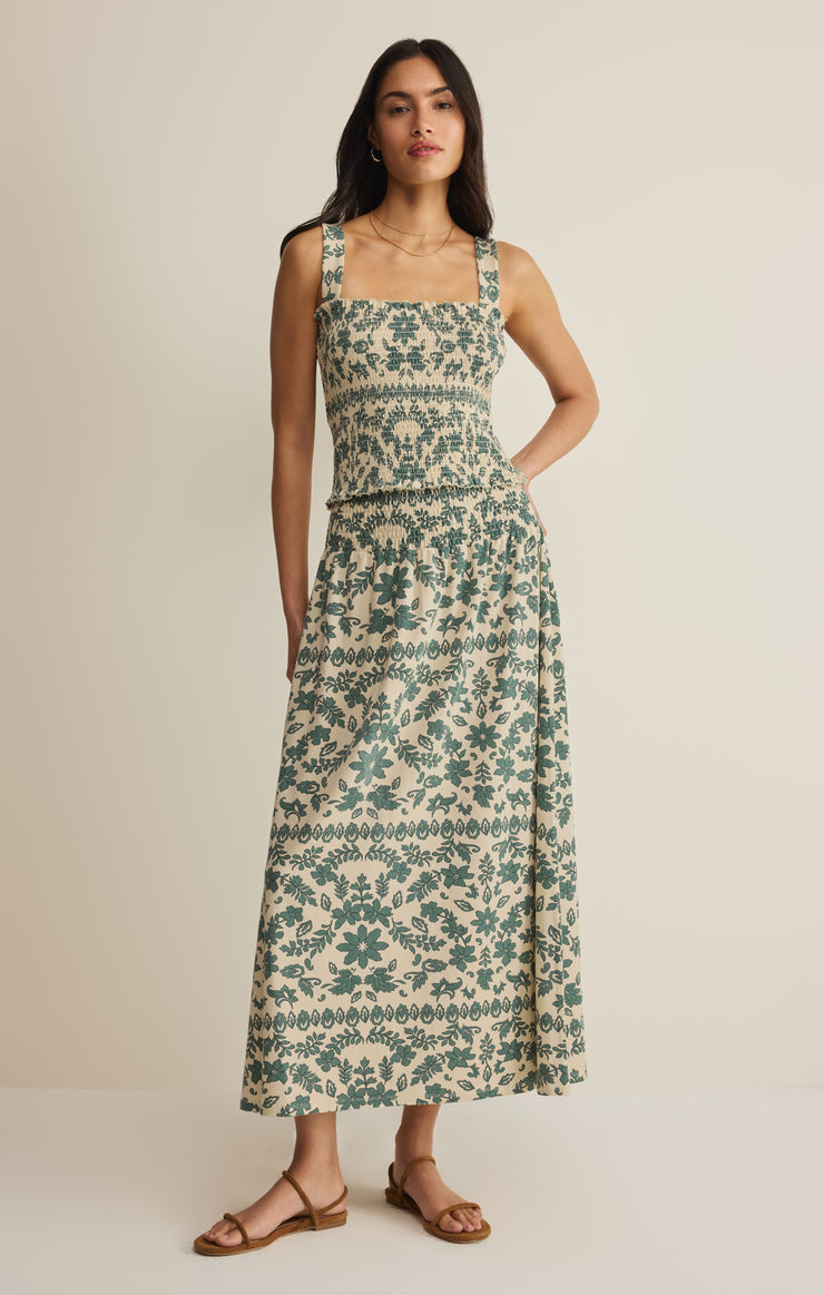 Leya Tera Paisley Smocked Top - Everglade
