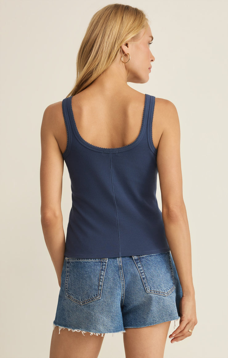 Niko Scallop Rib Tank - Twilight Blue