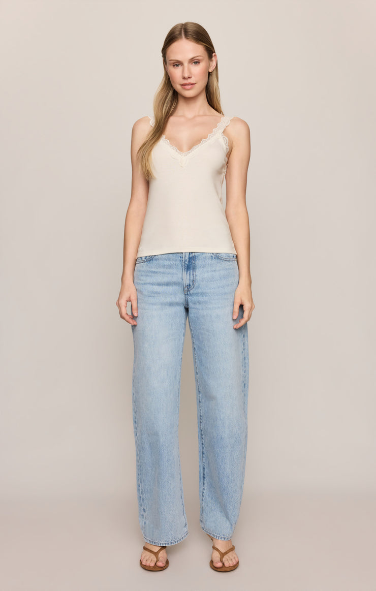 Eve Lace Trim Tank - Sandstone