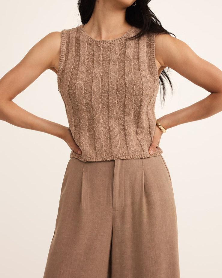 Calan Rib Sweater Top - Iced Coffee