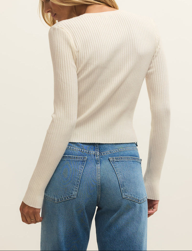 Patrice Rib Cardigan - Cloud