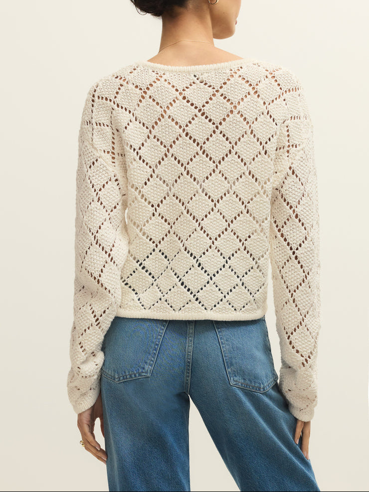 Hullen Crochet Sweater - Cloud
